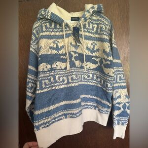 Polo Ralph Lauren Hoodie Womens Size L Blue Whale Print Hoody Retail $248